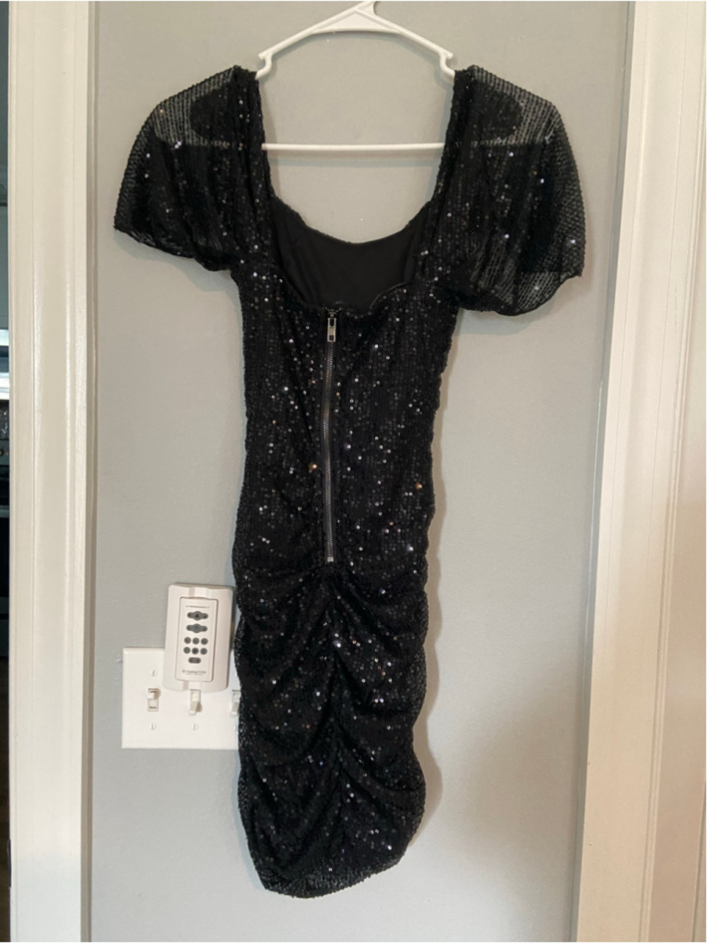 Stunning, black and silver sequin mini dress by hello Molly, Size 2 - Picture 3 of 5